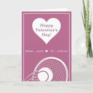Cartes Pour Fêtes Annuelles Valentines de Tennis Romantique Jour Racket Ball &