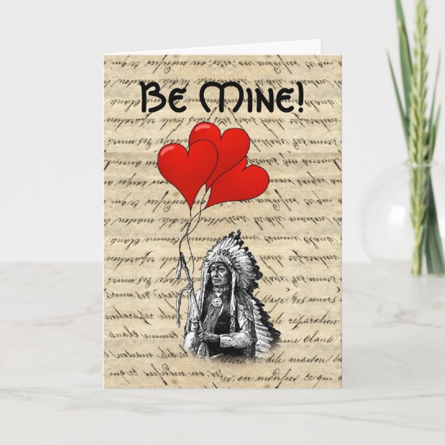Cartes Pour Fêtes Annuelles Valentines en chef des Indiens (Devant)
