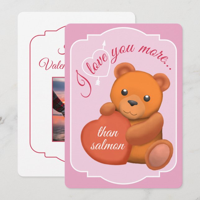 Cartes Pour Fêtes Annuelles Valentines Flat Card Cute Brown Bear (Devant / Derrière)