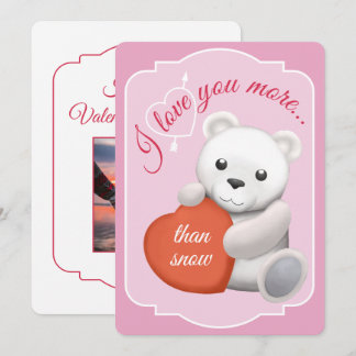 Cartes Pour Fêtes Annuelles Valentines Flat Card Cute Polar Bear