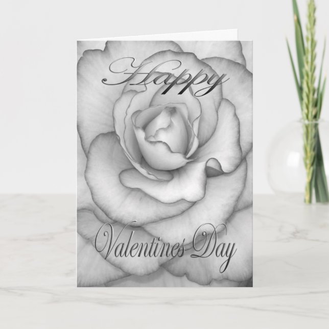 Cartes Pour Fêtes Annuelles Valentines Fleur blanc et noir (Devant)