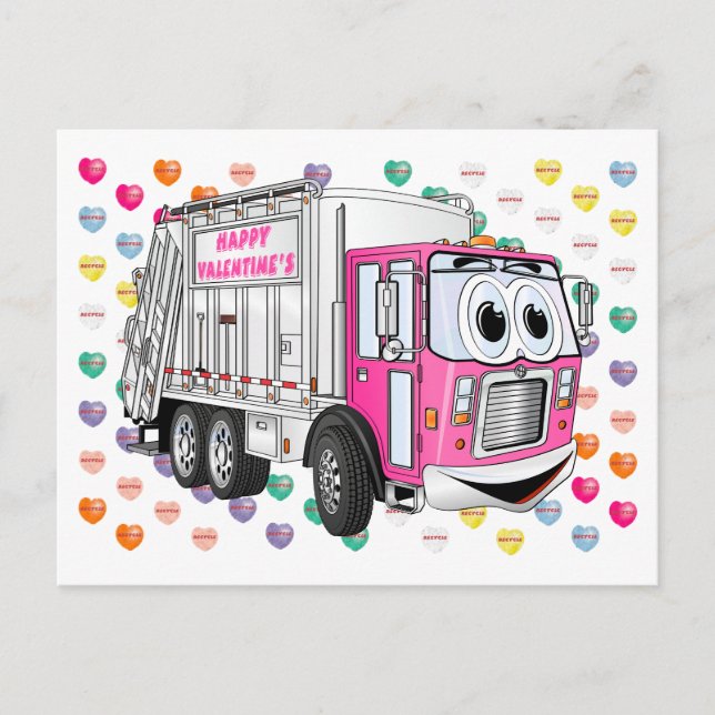 Cartes Pour Fêtes Annuelles Valentine's Garbage Truck 3D (Devant)