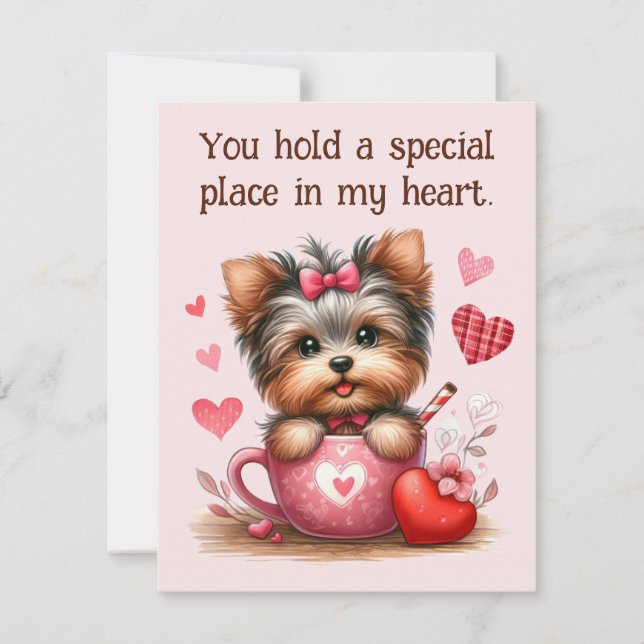 Cartes Pour Fêtes Annuelles Valentines Jour mignon Yorkshire Terrier Chien (Devant)
