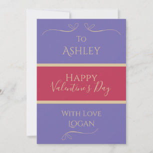 Cartes Pour Fêtes Annuelles Valentines Jour Nom personnalisé Purple Hot Rose