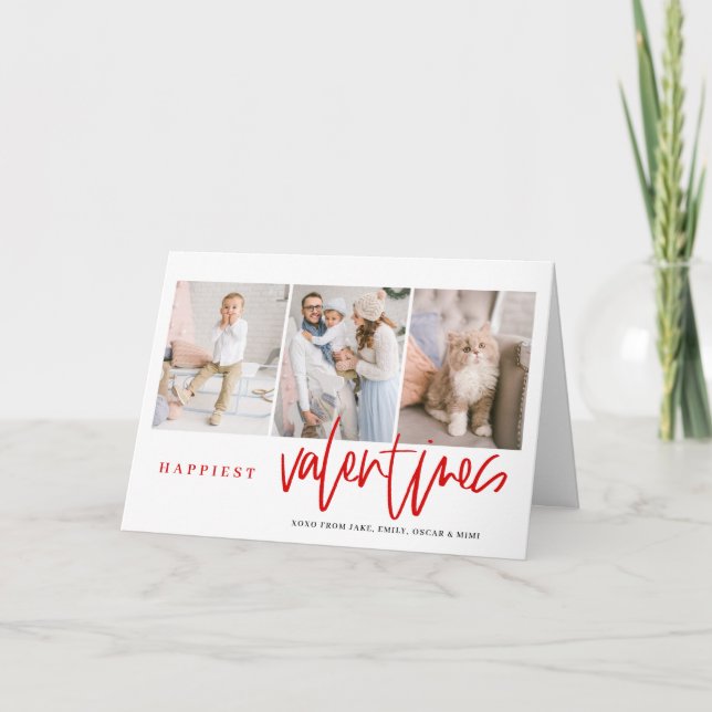 Cartes Pour Fêtes Annuelles Valentines les plus heureuses Lettres Rouge Multi  (Devant)