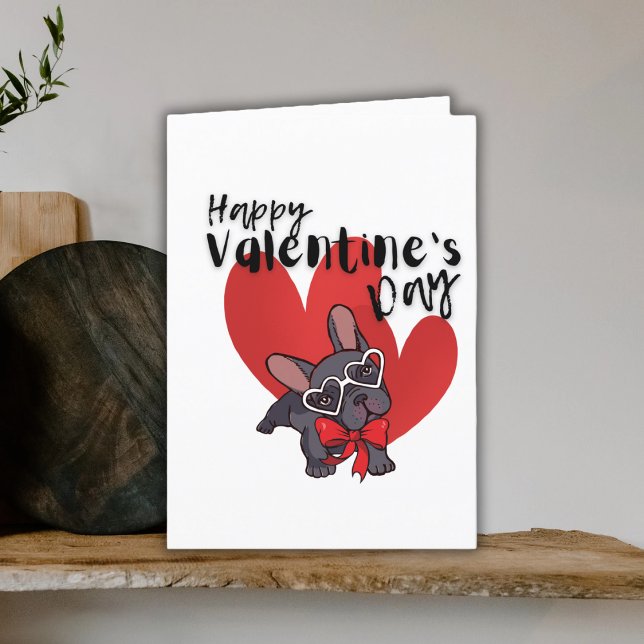 Cartes Pour Fêtes Annuelles Valentines Mignonne Illustration d'un bulldog fran (Créateur téléchargé)