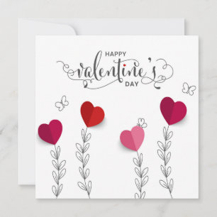 Cartes Pour Fêtes Annuelles Valentine's Paper Hearts - Line Art Holiday Card
