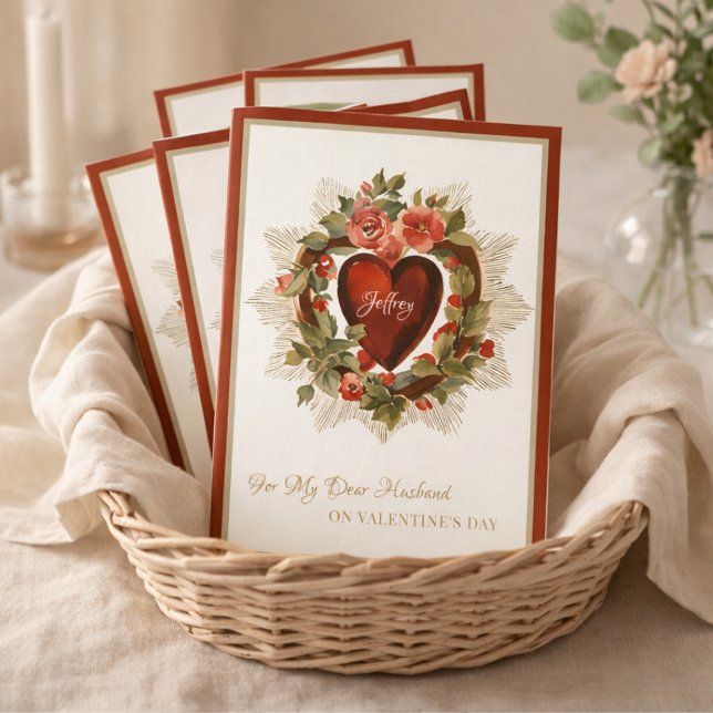 Cartes Pour Fêtes Annuelles Valentines religieuses Jour Mari Coeurs Roses (Créateur téléchargé)