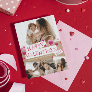 Cartes Pour Fêtes Annuelles Valentines rustiques Photo Collage Coeurs Papier a