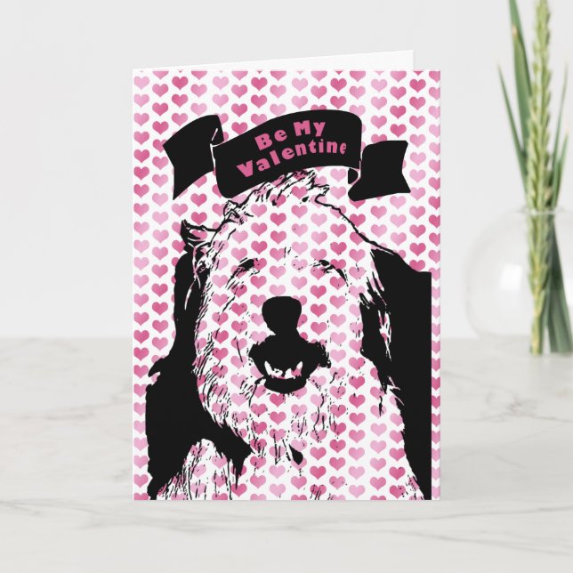 Cartes Pour Fêtes Annuelles Valentines - silhouette anglaise d'antan de chien (Devant)
