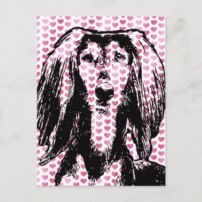 Cartes Pour Fêtes Annuelles Valentines - silhouette de Saluki (Devant)