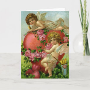 Cartes Pour Fêtes Annuelles Valentines victoriennes vintages Day Angels Rose d