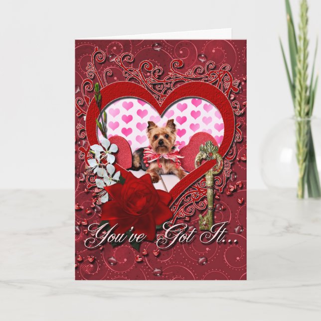 Cartes Pour Fêtes Annuelles Valentines - Yorkie - lutin (Devant)