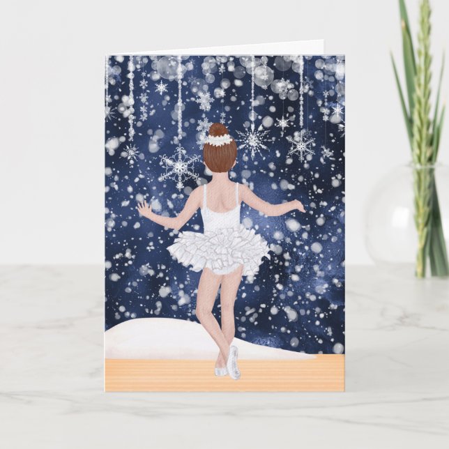 Cartes Pour Fêtes Annuelles Valse des flocons de neige Nutcracker Ballet Anniv (Devant)