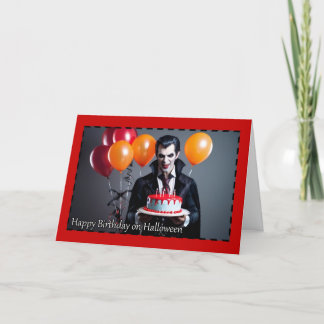 Cartes Pour Fêtes Annuelles Vampire avec gâteau d'anniversaire - Anniversaire