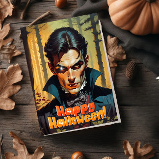 Cartes Pour Fêtes Annuelles Vampire dans la forêt nocturne Halloween 