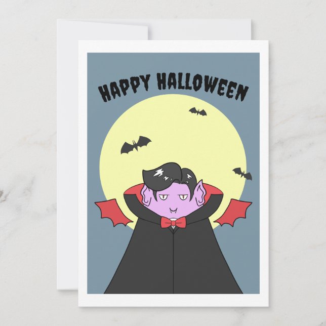 Cartes Pour Fêtes Annuelles Vampire éffrayant Cute (Devant)