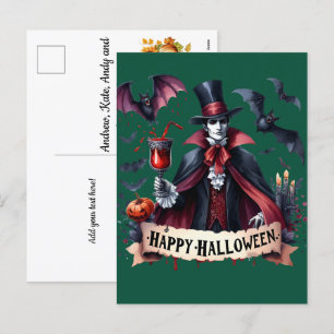 Cartes Pour Fêtes Annuelles Vampire effrayant et chauves-souris - Happy Hallow