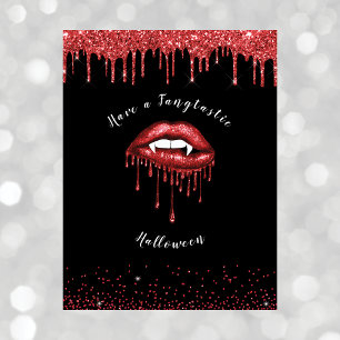 Cartes Pour Fêtes Annuelles Vampire rouge Parties scintillant lèvres et frange