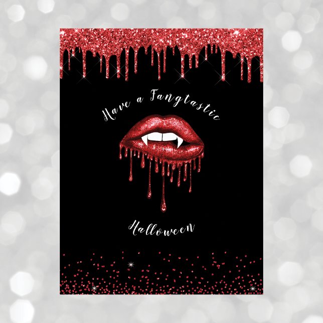 Cartes Pour Fêtes Annuelles Vampire rouge Parties scintillant lèvres et frange (Créateur téléchargé)