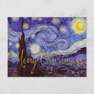Cartes Pour Fêtes Annuelles Van Gogh Starry Nuit Joyeux Noël Gold Art