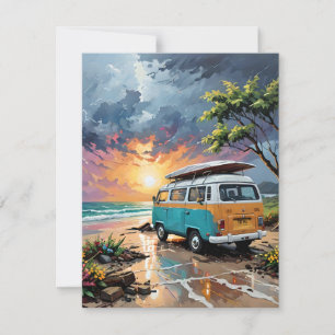 Cartes Pour Fêtes Annuelles Van Scene Sur La Plage B
