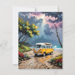 Cartes Pour Fêtes Annuelles Van Scene Sur La Plage F