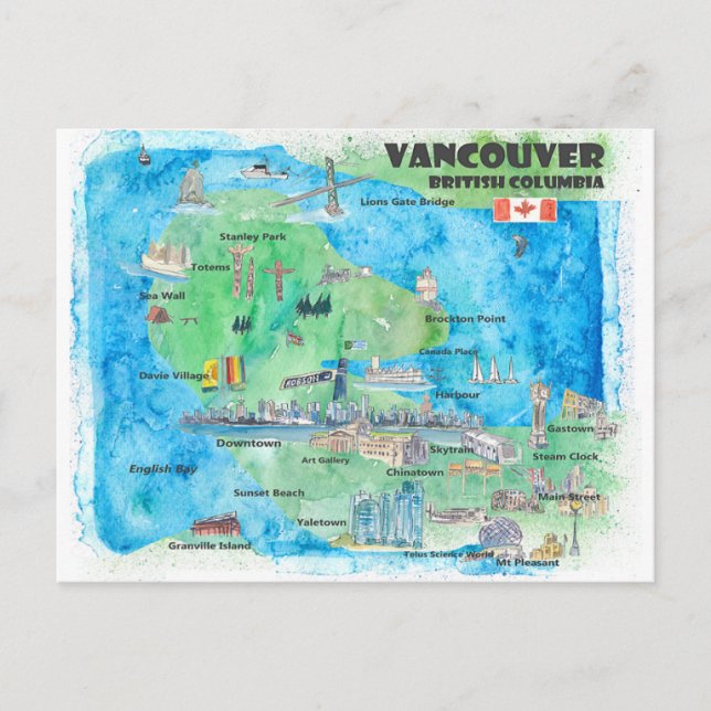 Cartes Pour Fêtes Annuelles Vancouver Colombie-Britannique Voyages au Canada (Devant)