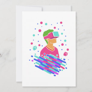 Cartes Pour Fêtes Annuelles Vaporwave de la réalité virtuelle - 80s 90s Style 