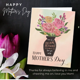 Cartes Pour Fêtes Annuelles Vase de la Fête des Mères aux fleurs