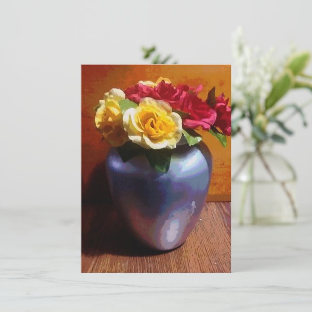 Cartes Pour Fêtes Annuelles Vase de vacances rose (Debout devant)