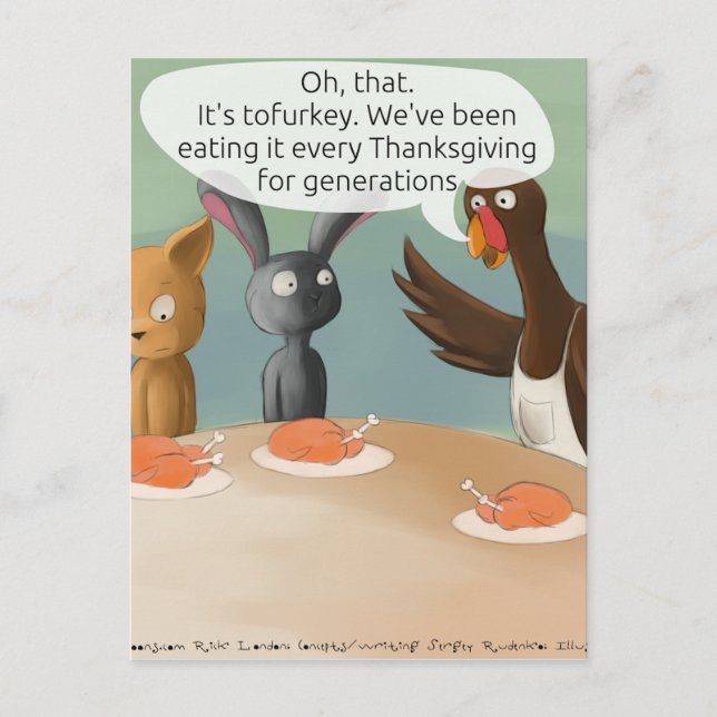 Cartes Pour Fêtes Annuelles Vegan Thanksgiving (Devant)