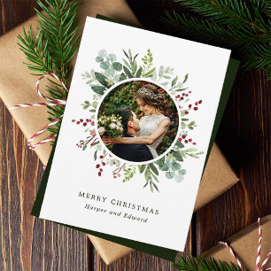 Cartes Pour Fêtes Annuelles Végétal Botanique Wreath Joyeux Noël Photo