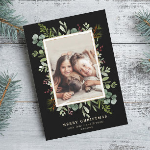 Cartes Pour Fêtes Annuelles Végétation botanique Joyeux Noël Photo Noir