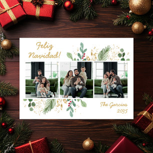Cartes Pour Fêtes Annuelles Végétation botanique moderne Photo Feliz Navidad
