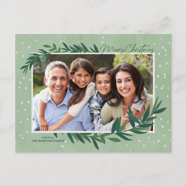 Cartes Pour Fêtes Annuelles Végétation botanique moderne Photo Joyeux Noël (Devant)