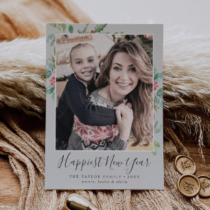 Cartes Pour Fêtes Annuelles Végétation de Noël Bonne année Photo de famille
