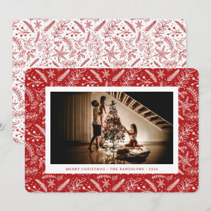 Cartes Pour Fêtes Annuelles Végétation de Noël (Rouge) Photo horizontale