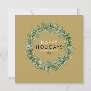 Cartes Pour Fêtes Annuelles Végétation de Noël Wreath Elégant Or moderne