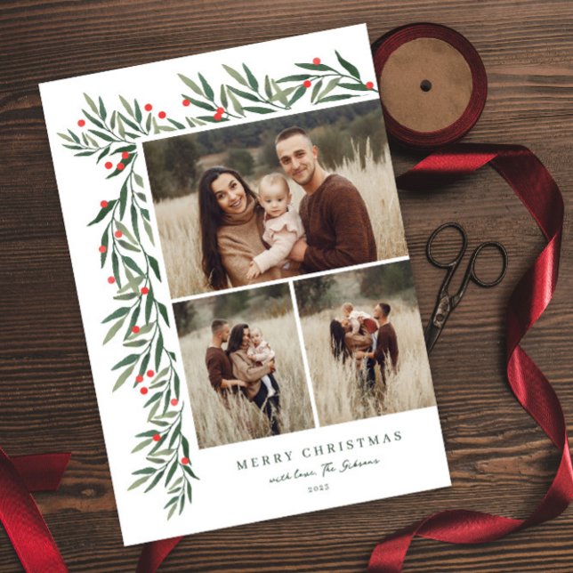 Cartes Pour Fêtes Annuelles Végétation d'hiver Blanc 3 Photo Noël (Créateur téléchargé)