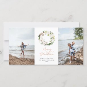 Cartes Pour Fêtes Annuelles Végétation florale blanche Wreath Photo de Noël