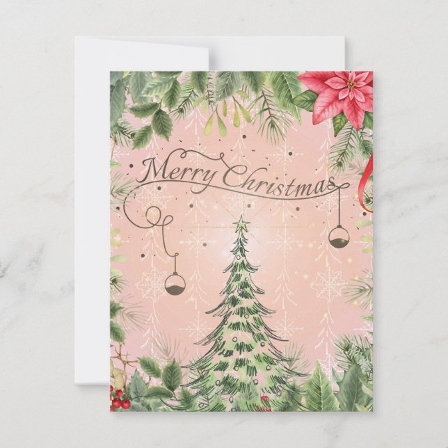 Cartes Pour Fêtes Annuelles Végétation forestière moderne Joyeux Noël (Devant)