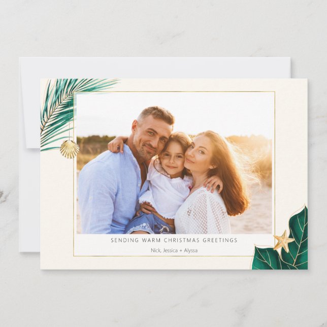 Cartes Pour Fêtes Annuelles Végétation tropicale verte et or Photo (Devant)