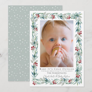 Cartes Pour Fêtes Annuelles Végéty Wreath Baby It's Cold Outside Photo