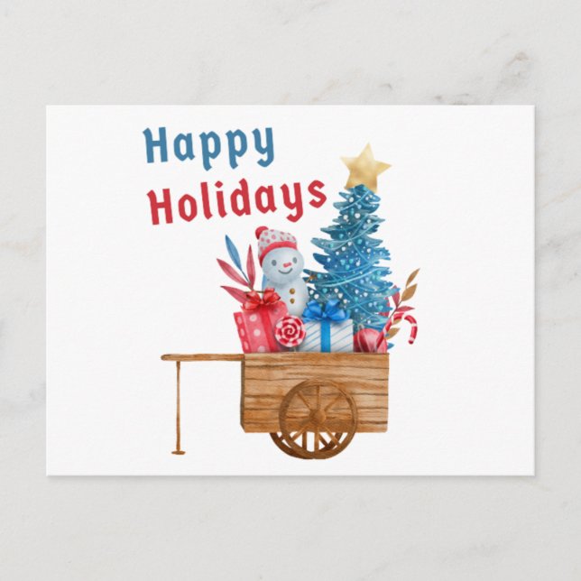 Cartes Pour Fêtes Annuelles Véhicule de vacances joyeuses avec bonhomme de nei (Devant)