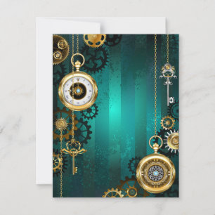 Cartes Pour Fêtes Annuelles Veille bijoux Steampunk sur un Arrière - plan vert