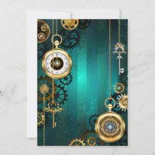 Cartes Pour Fêtes Annuelles Veille bijoux Steampunk sur un Arrière - plan vert