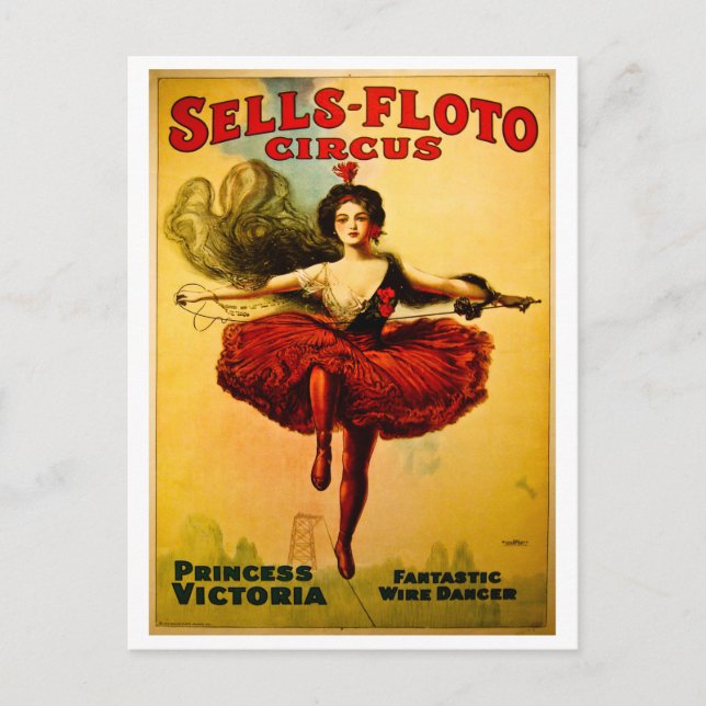 Cartes Pour Fêtes Annuelles Vend Floto Wire Dancer Cirque Princesse Victoria (Devant)
