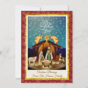 Cartes Pour Fêtes Annuelles "Venez, adorons-le" Noël de la Nativité