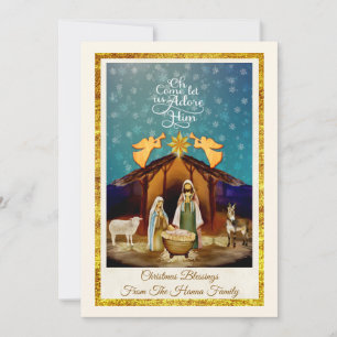 Cartes Pour Fêtes Annuelles "Venez, adorons-le" Noël de la Nativité
